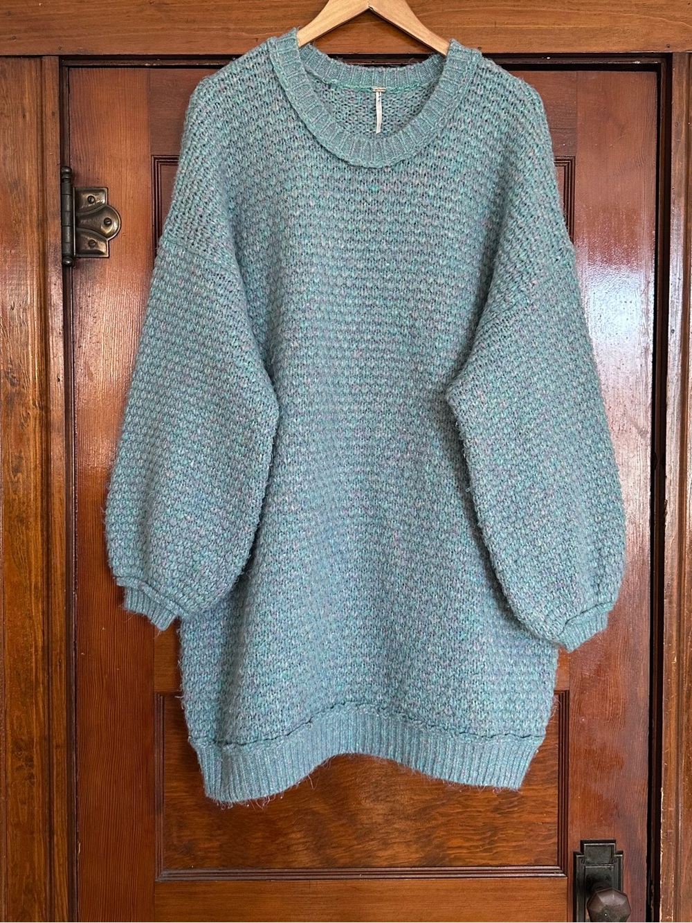 Free People Lola Sweater Mini Dress Size Large Wisteria Combo Chunky Knit Casual